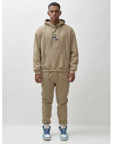 Мужской демисезонный спортивный костюм на флисе, бежевый, для спорта в Тюмени