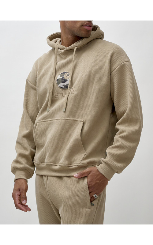 Мужской демисезонный спортивный костюм на флисе, бежевый, для спорта в Тюмени