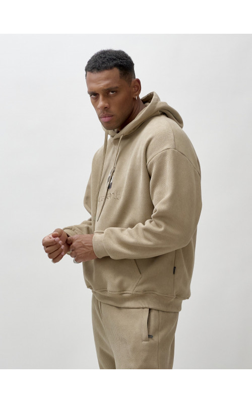 Мужской демисезонный спортивный костюм на флисе, бежевый, для спорта в Тюмени