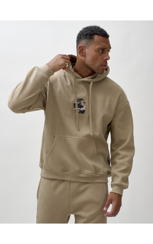 Мужской демисезонный спортивный костюм на флисе, бежевый, для спорта в Тюмени