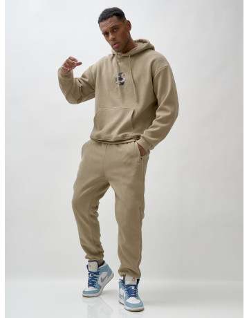 Мужской демисезонный спортивный костюм на флисе, бежевый, для спорта в Тюмени