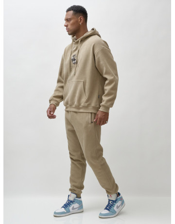 Мужской демисезонный спортивный костюм на флисе, бежевый, для спорта в Тюмени