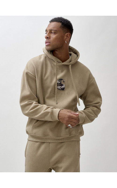 Мужской демисезонный спортивный костюм на флисе, бежевый, для спорта в Тюмени