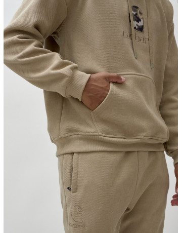 Мужской демисезонный спортивный костюм на флисе, бежевый, для спорта в Тюмени
