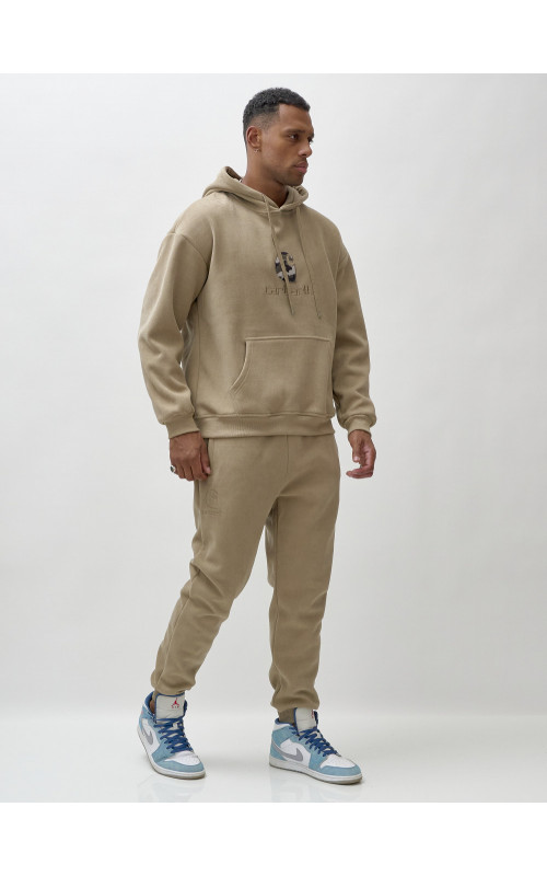 Мужской демисезонный спортивный костюм на флисе, бежевый, для спорта в Тюмени
