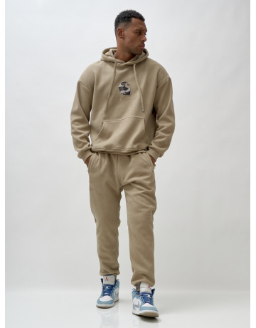 Мужской демисезонный спортивный костюм на флисе, бежевый, для спорта в Тюмени