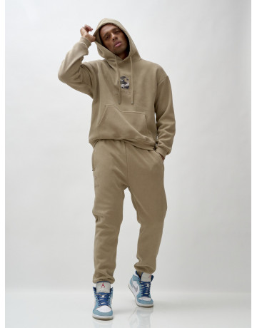Мужской демисезонный спортивный костюм на флисе, бежевый, для спорта в Тюмени