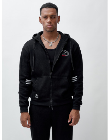 Мужской демисезонный спортивный костюм на флисе, чёрный, для спорта. в Тюмени