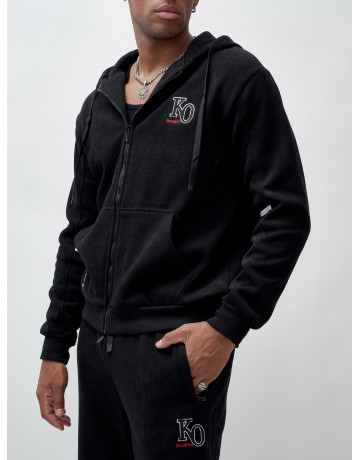 Мужской демисезонный спортивный костюм на флисе, чёрный, для спорта. в Тюмени