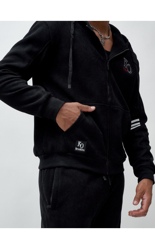 Мужской демисезонный спортивный костюм на флисе, чёрный, для спорта. в Тюмени