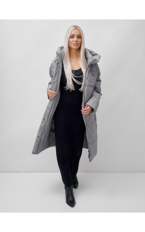 Длинный женский пуховик летучая мышь для зимы