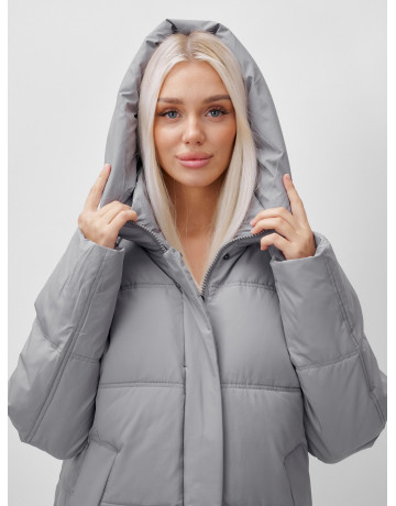 Длинный женский пуховик летучая мышь для зимы