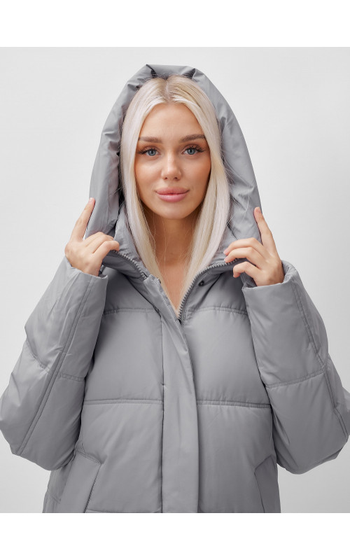 Длинный женский пуховик летучая мышь для зимы