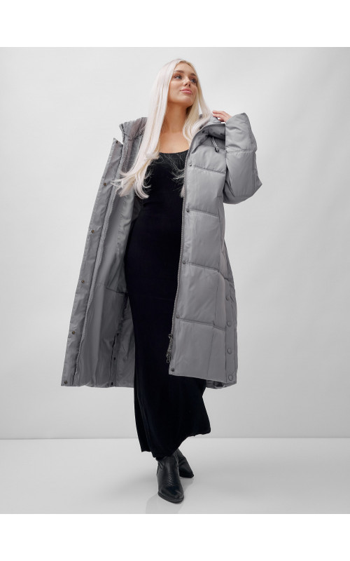 Длинный женский пуховик летучая мышь для зимы