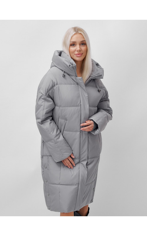 Длинный женский пуховик летучая мышь для зимы