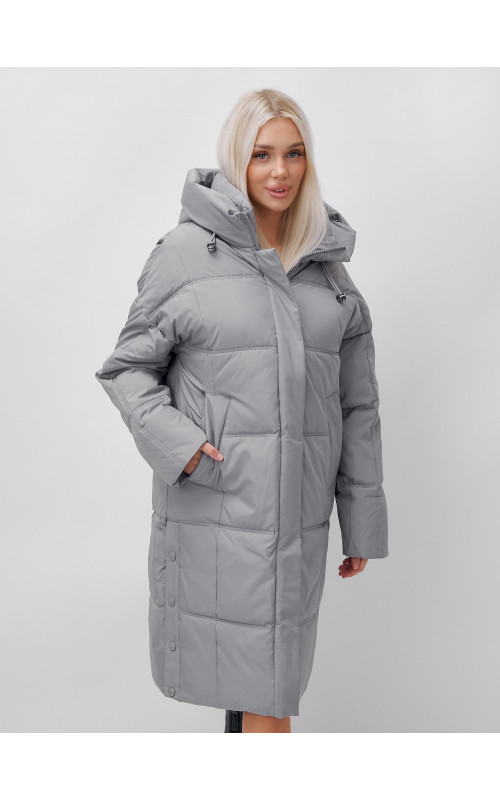 Длинный женский пуховик летучая мышь для зимы