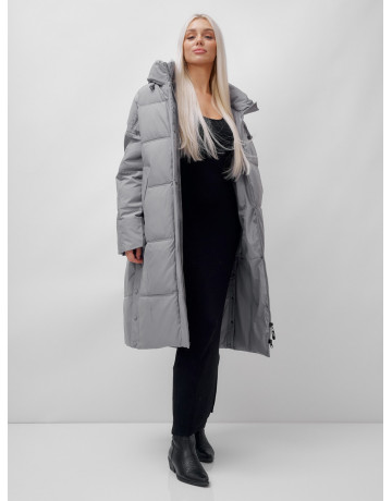 Длинный женский пуховик летучая мышь для зимы