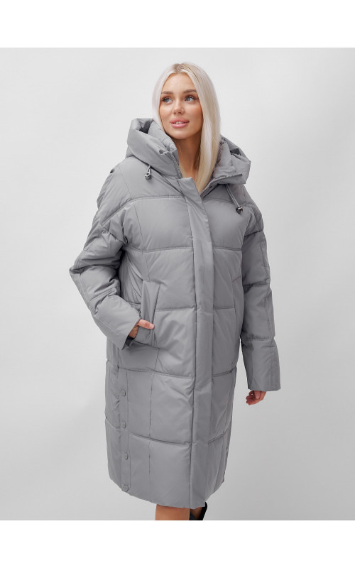 Длинный женский пуховик летучая мышь для зимы