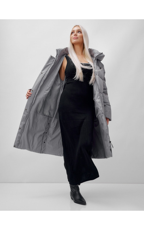 Длинный женский пуховик летучая мышь для зимы