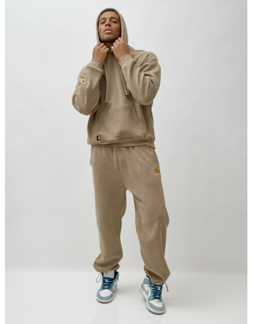 Мужской демисезонный спортивный костюм на флисе, бежевый, для спорта в Тюмени