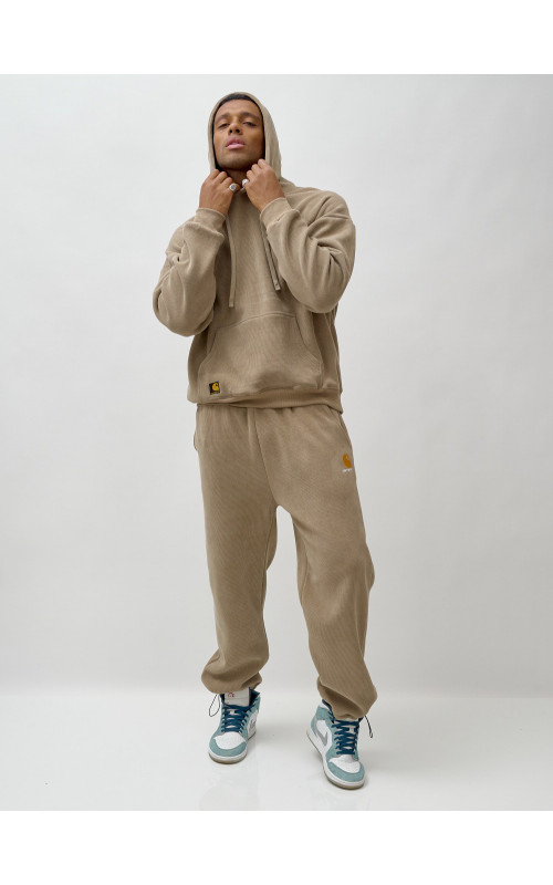 Мужской демисезонный спортивный костюм на флисе, бежевый, для спорта в Тюмени