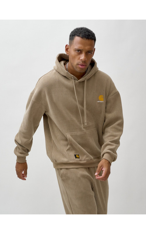 Мужской демисезонный спортивный костюм на флисе, бежевый, для спорта в Тюмени