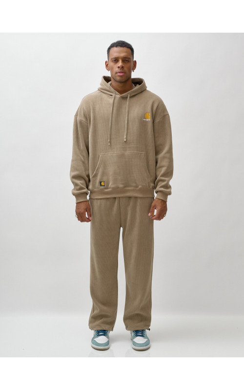 Мужской демисезонный спортивный костюм на флисе, бежевый, для спорта в Тюмени