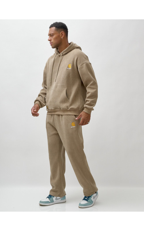 Мужской демисезонный спортивный костюм на флисе, бежевый, для спорта в Тюмени