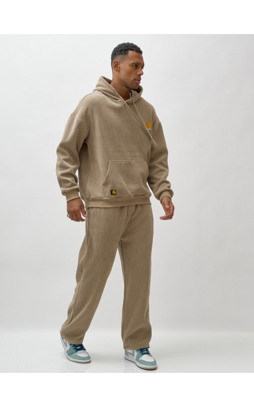 Мужской демисезонный спортивный костюм на флисе, бежевый, для спорта в Тюмени