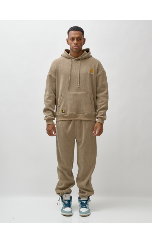 Мужской демисезонный спортивный костюм на флисе, бежевый, для спорта в Тюмени