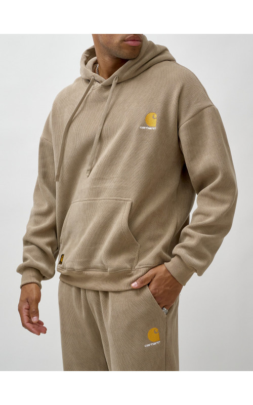 Мужской демисезонный спортивный костюм на флисе, бежевый, для спорта в Тюмени