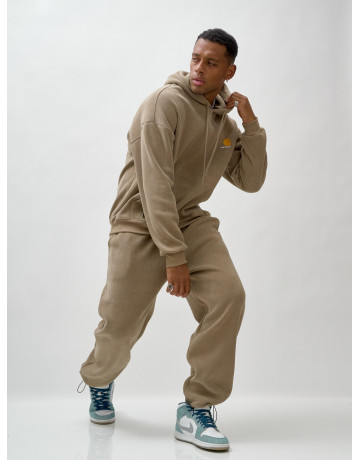 Мужской демисезонный спортивный костюм на флисе, бежевый, для спорта в Тюмени