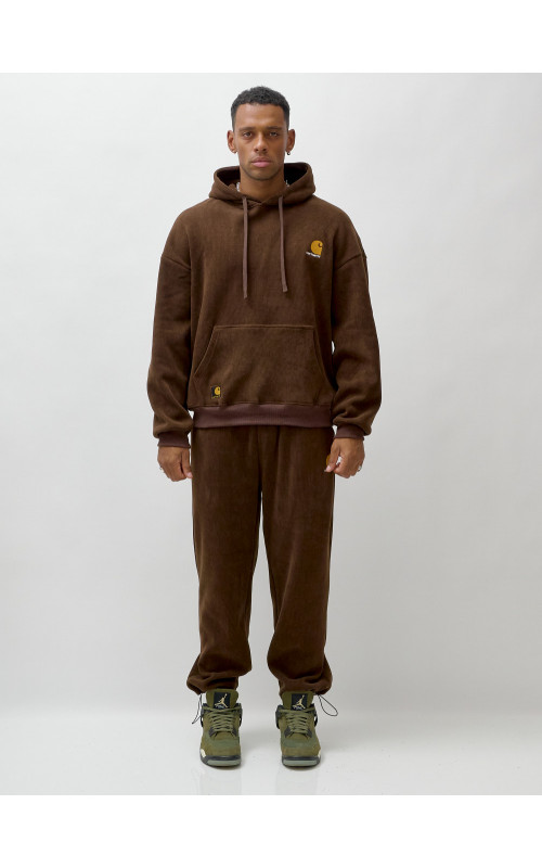 Мужской демисезонный спортивный костюм на флисе, коричневый, для спорта. в Тюмени