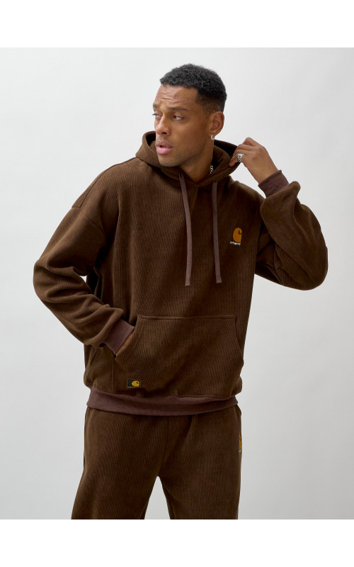 Мужской демисезонный спортивный костюм на флисе, коричневый, для спорта. в Тюмени