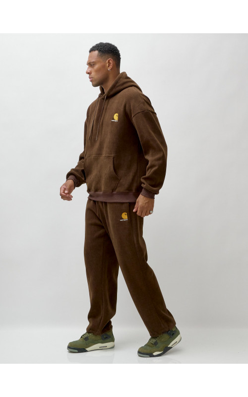 Мужской демисезонный спортивный костюм на флисе, коричневый, для спорта. в Тюмени