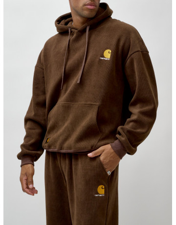 Мужской демисезонный спортивный костюм на флисе, коричневый, для спорта. в Тюмени