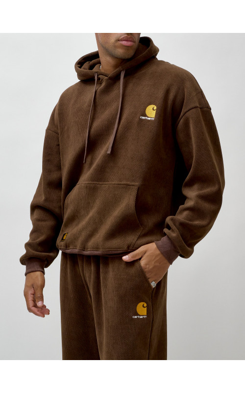 Мужской демисезонный спортивный костюм на флисе, коричневый, для спорта. в Тюмени