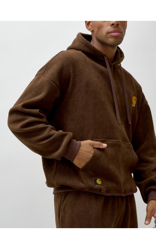 Мужской демисезонный спортивный костюм на флисе, коричневый, для спорта. в Тюмени