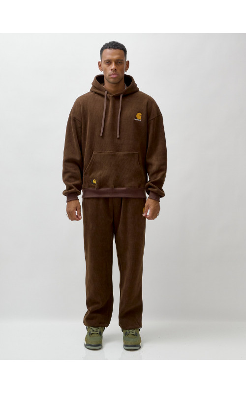 Мужской демисезонный спортивный костюм на флисе, коричневый, для спорта. в Тюмени