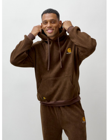 Мужской демисезонный спортивный костюм на флисе, коричневый, для спорта. в Тюмени