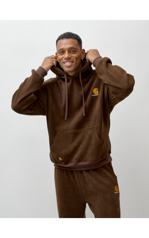 Мужской демисезонный спортивный костюм на флисе, коричневый, для спорта. в Тюмени