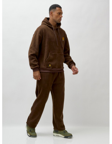 Мужской демисезонный спортивный костюм на флисе, коричневый, для спорта. в Тюмени