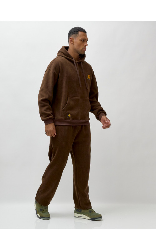 Мужской демисезонный спортивный костюм на флисе, коричневый, для спорта. в Тюмени