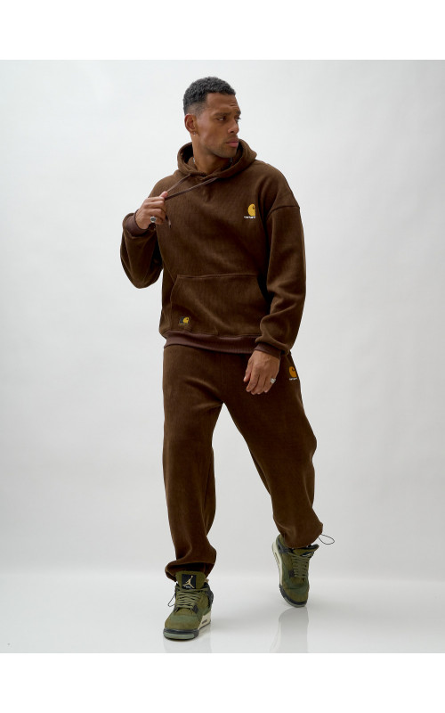 Мужской демисезонный спортивный костюм на флисе, коричневый, для спорта. в Тюмени