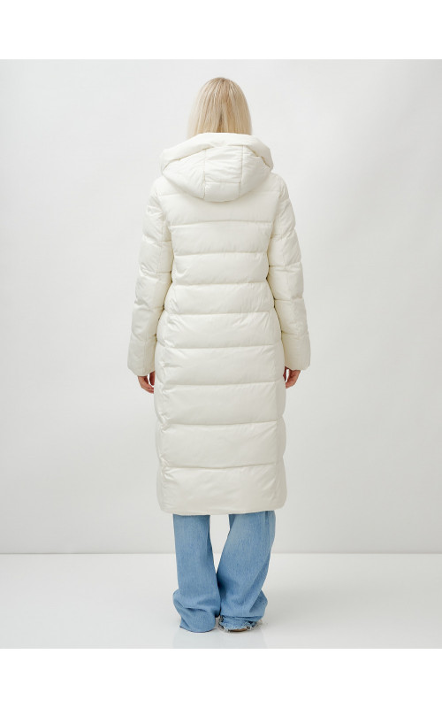 Длинный зимний пуховик с капюшоном для женщин