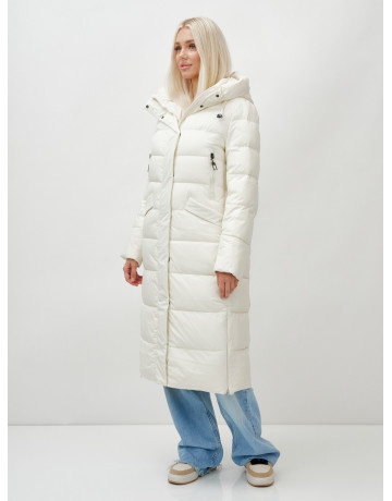 Длинный зимний пуховик с капюшоном для женщин