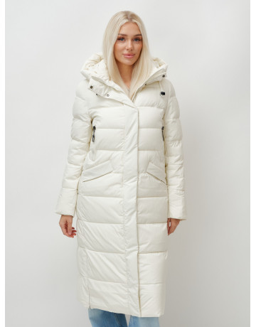 Длинный зимний пуховик с капюшоном для женщин
