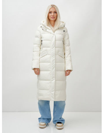 Длинный зимний пуховик с капюшоном для женщин