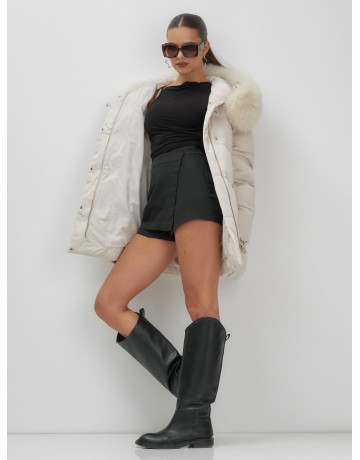 Роскошный зимний пуховик с мехом песца премиум-класса для женщин.