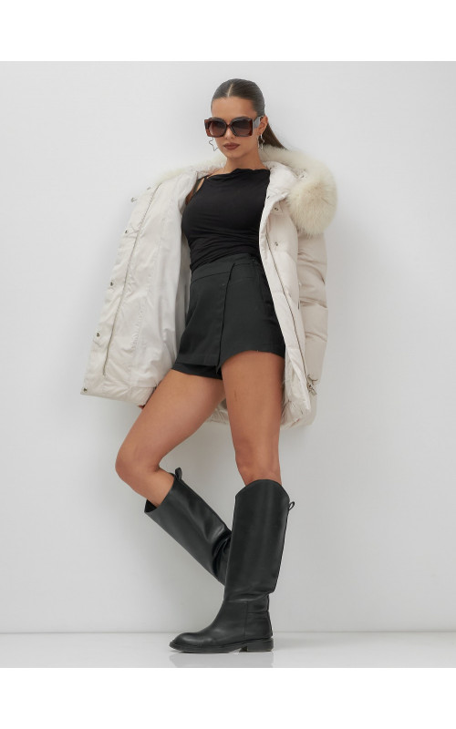Роскошный зимний пуховик с мехом песца премиум-класса для женщин.